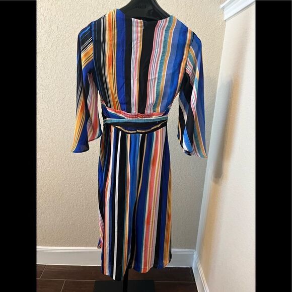 NY Collection Petite Striped Fit & Flare Dress Sz PM - Picture 10 of 13